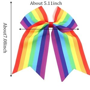 Pride Day Hair Bows Hair Ties LGBT Rainbow Ponytail Holders Handmade 2PCS New